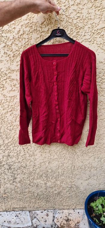 Gilet/pull rouge côtelé pur laine