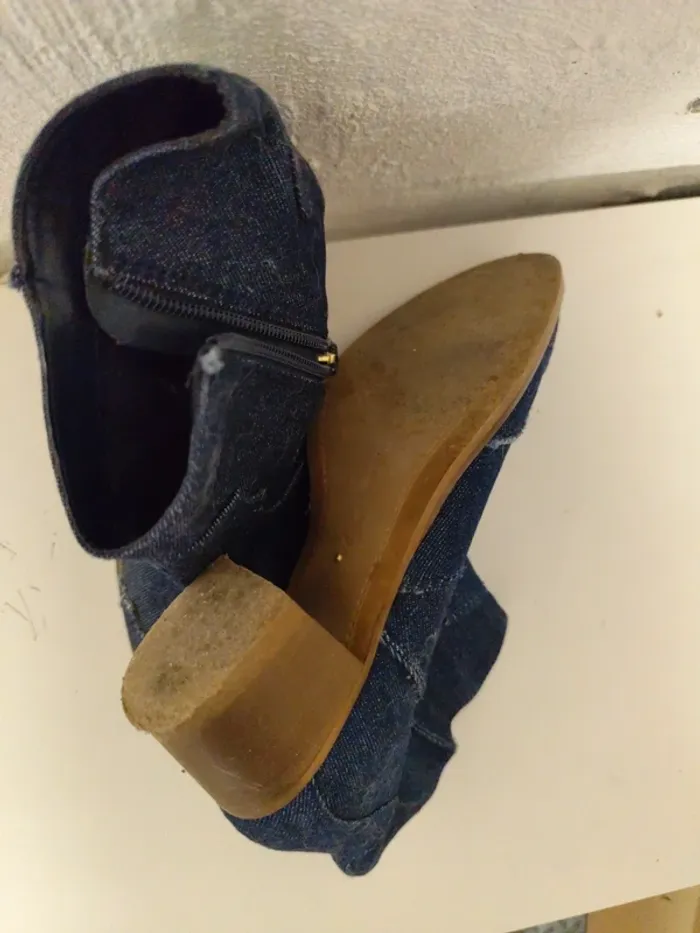 Bottines cowboy jean bleu marine Stradivarius 37 TBE - photo numéro 3