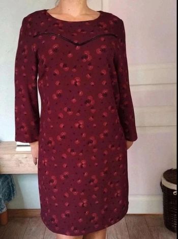 Robe  tunique  -  Bordeaux  fleurie -  Camaïeu  - M  -  Comme Neuve