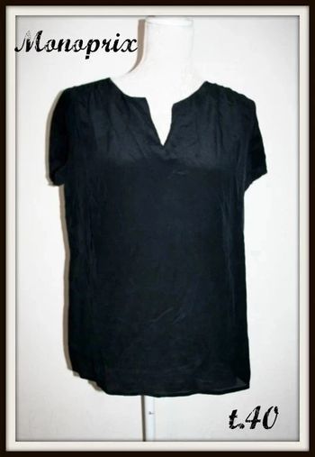 Blouse noir Monoprix en suédine taille 40