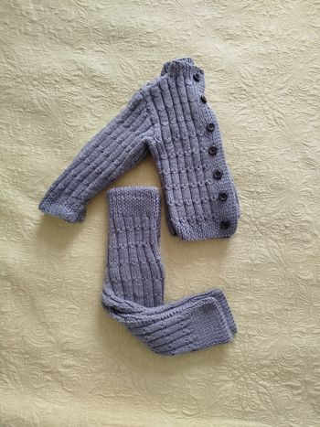 Ensemble laine gris fait main garçon 24 mois