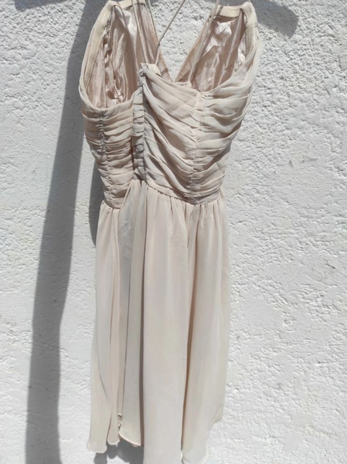 Robe de soirée cocktail drapée h&m beige - photo numéro 5