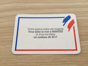 Carte hasard allez à Nantes pièce détachée jeu de société Richesses de France édition Nathan #A42