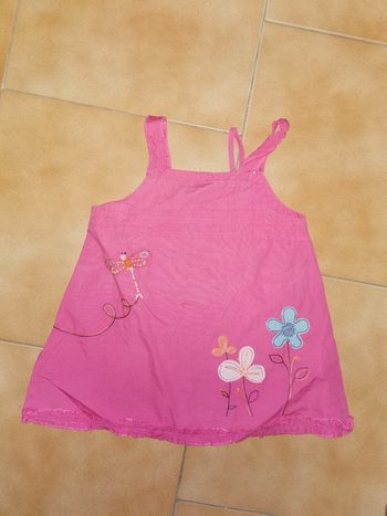 Robe rose fleurs colorées 6mois