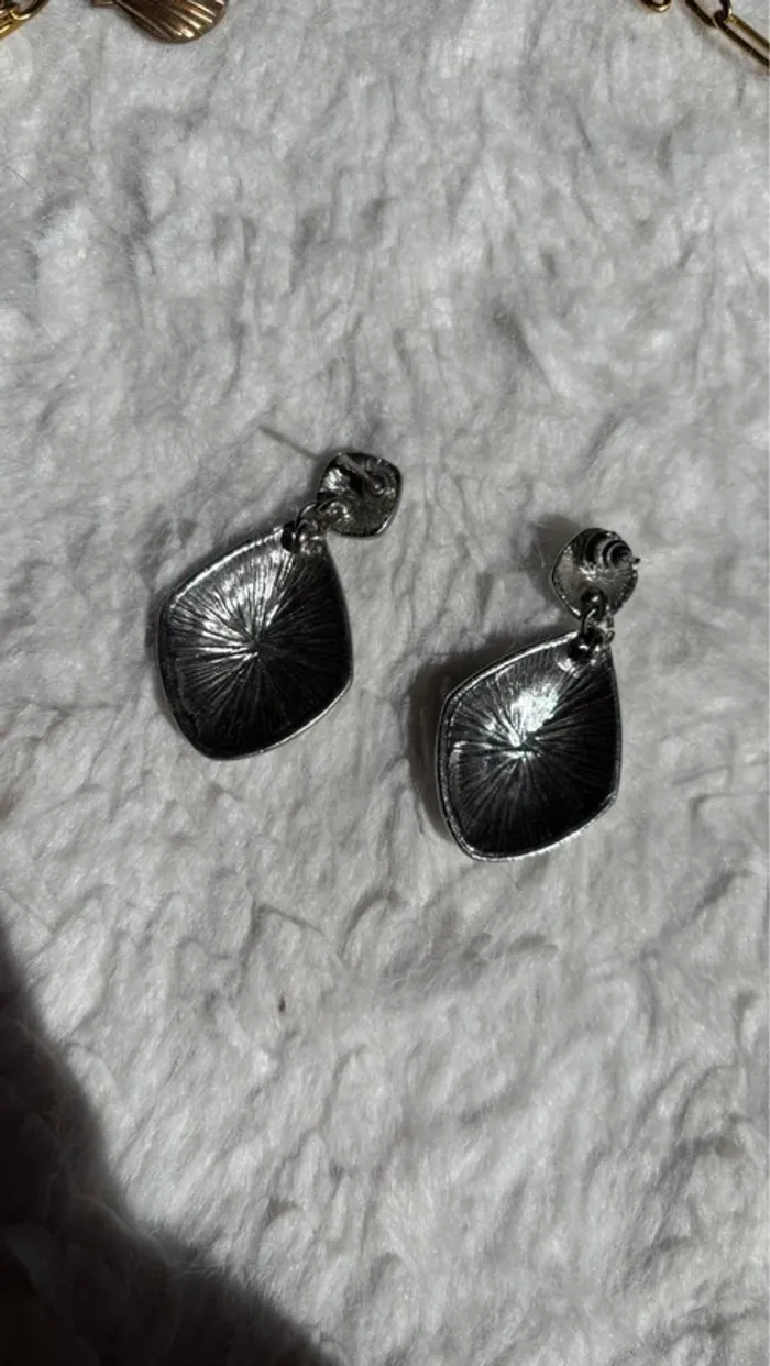 Boucles d’oreilles pendantes, argentée - photo numéro 2