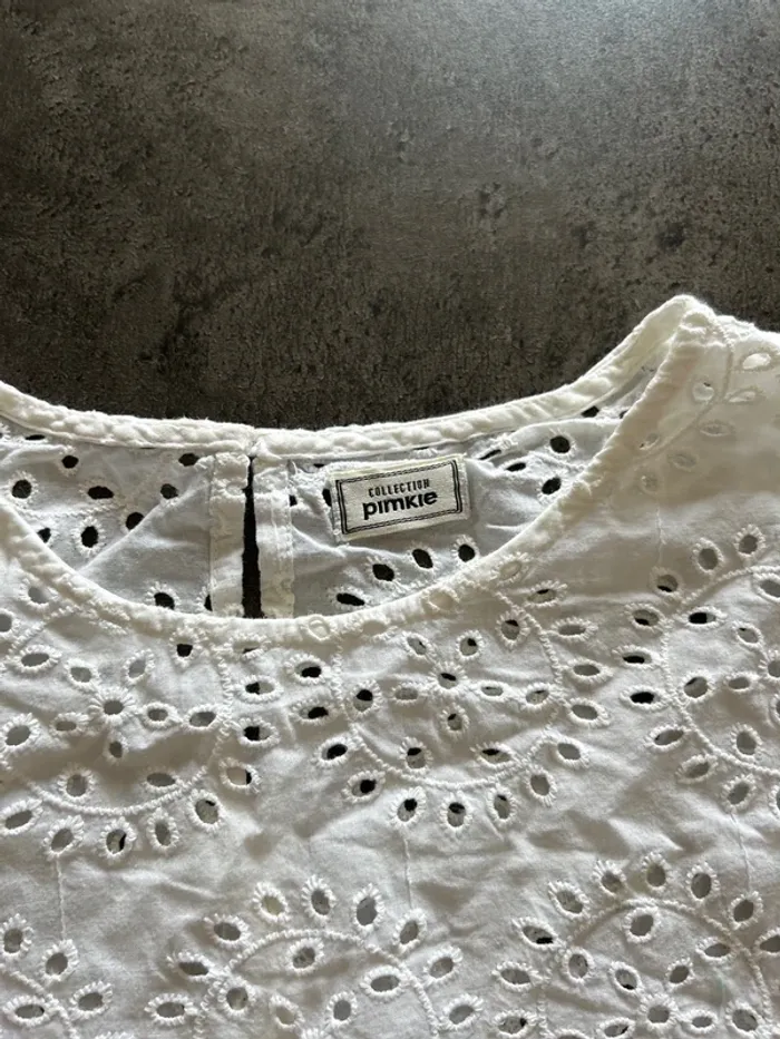 Blouse manche 3/4 femme avec broderie anglaise, taille M - photo numéro 2