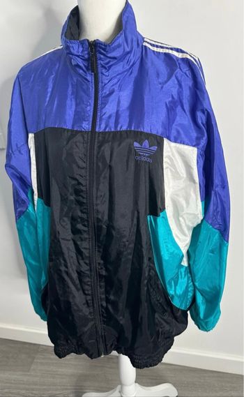 Veste imperméable bleu violet vert Adidas Vintage TXXL