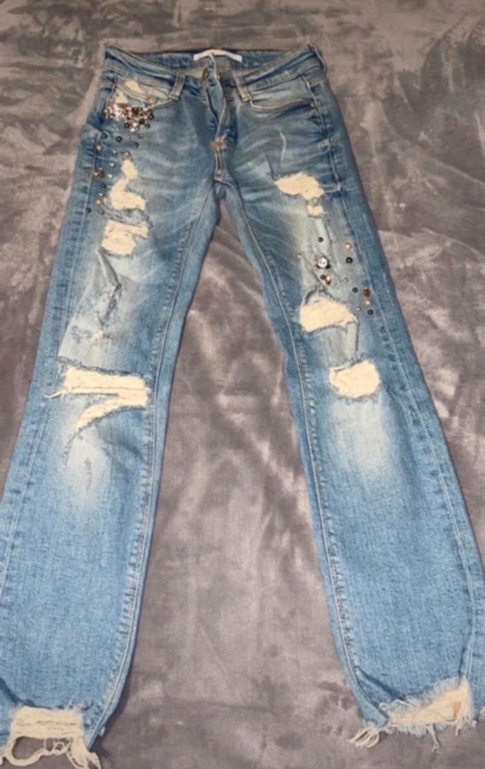 Jean slim bleu clair Zara femme XXS 32