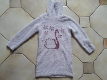 Pull robe gris avec un cygne In extenso  6 ans