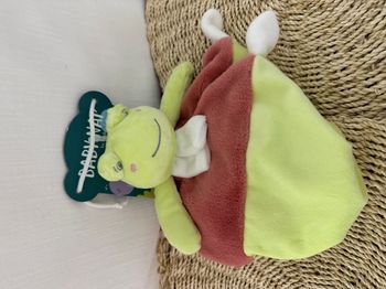 Mon Doudou Grenouille Mouchoir Plat BABY NAT Babynat Vert Rouge Brique