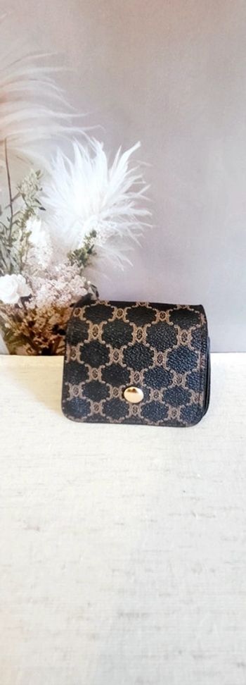Mini sac bandoulière à motif chic noir et doré
