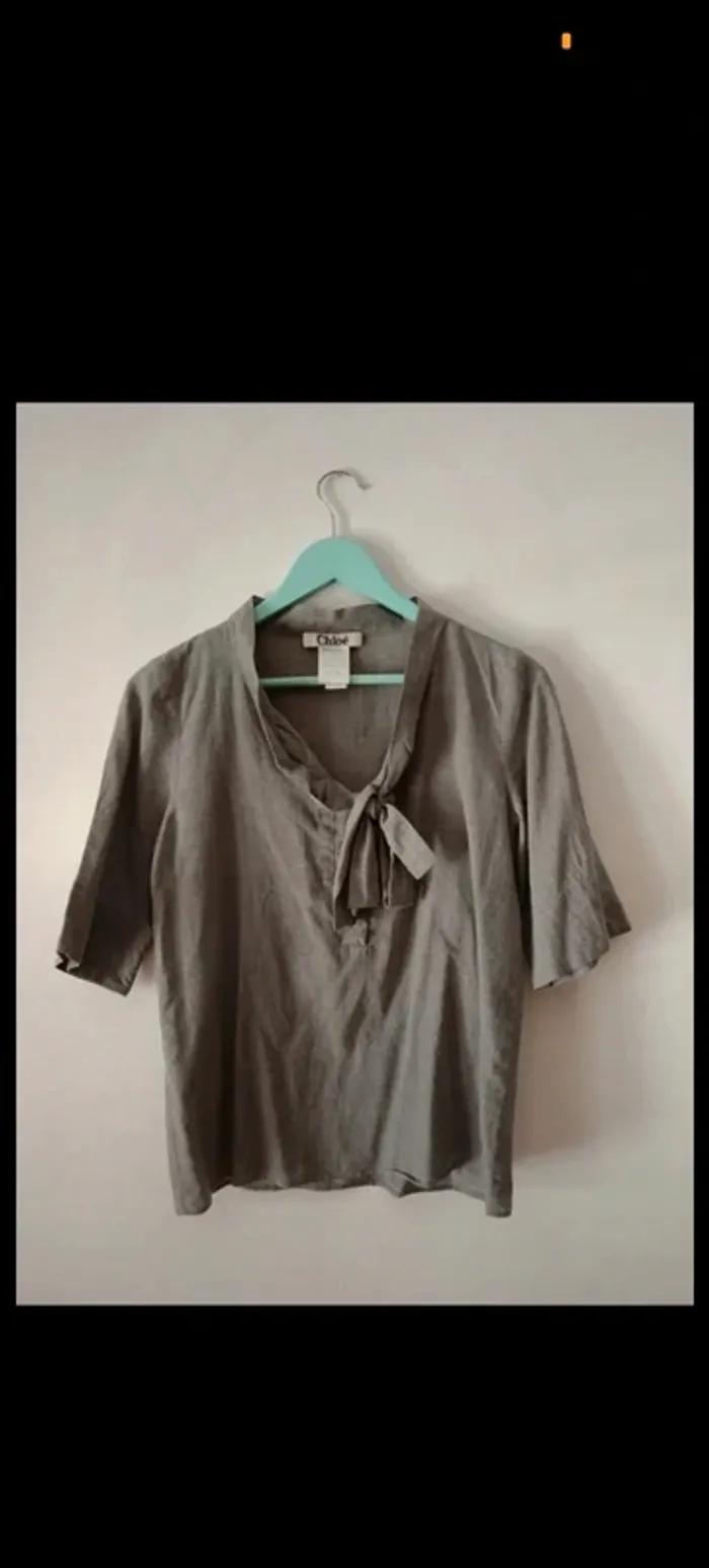 Chloé "blouse grise col à noeud" taille 38 - photo numéro 12