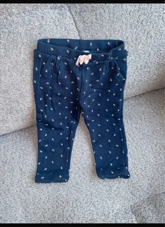 Pantalon jogging en coton marine et rose Obaïbi