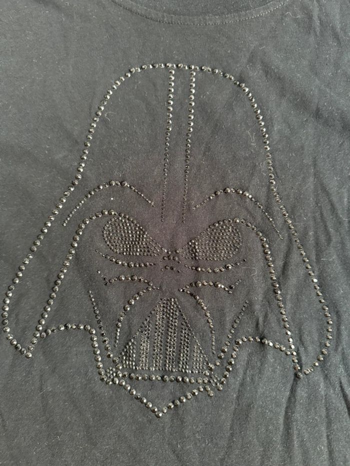 T-shirt noir Star Wars tête Dark Vador taille M Strass - photo numéro 2