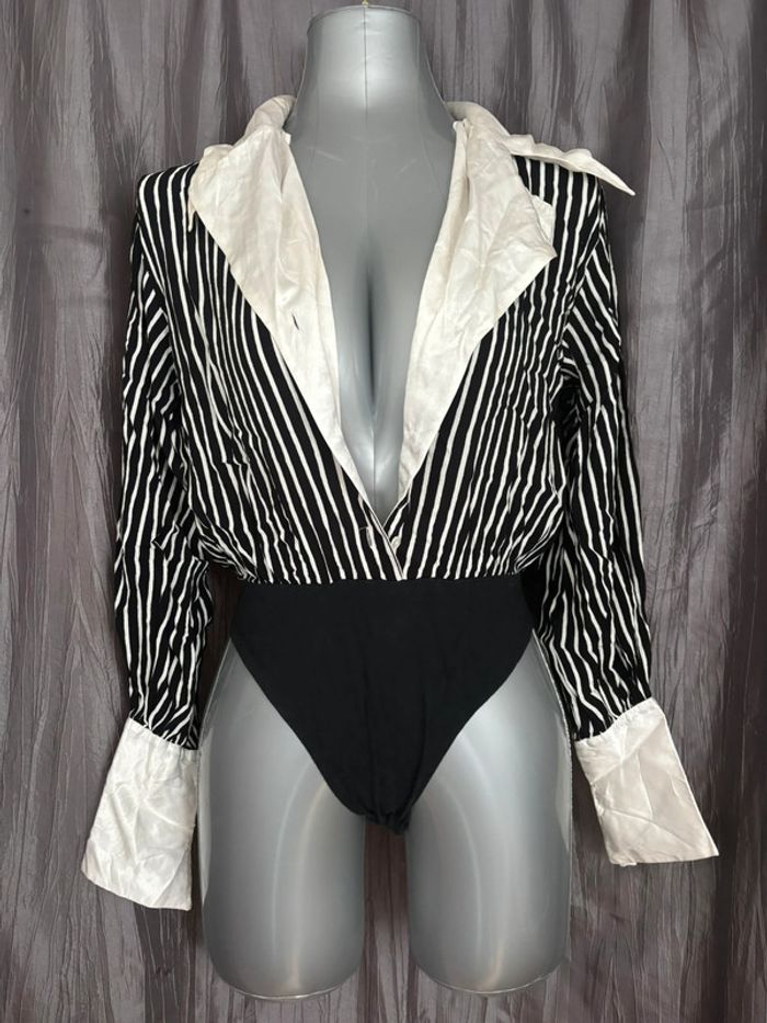 Sublime body chemise à rayures sexy ou classe Le Garage Made in France Taille 2