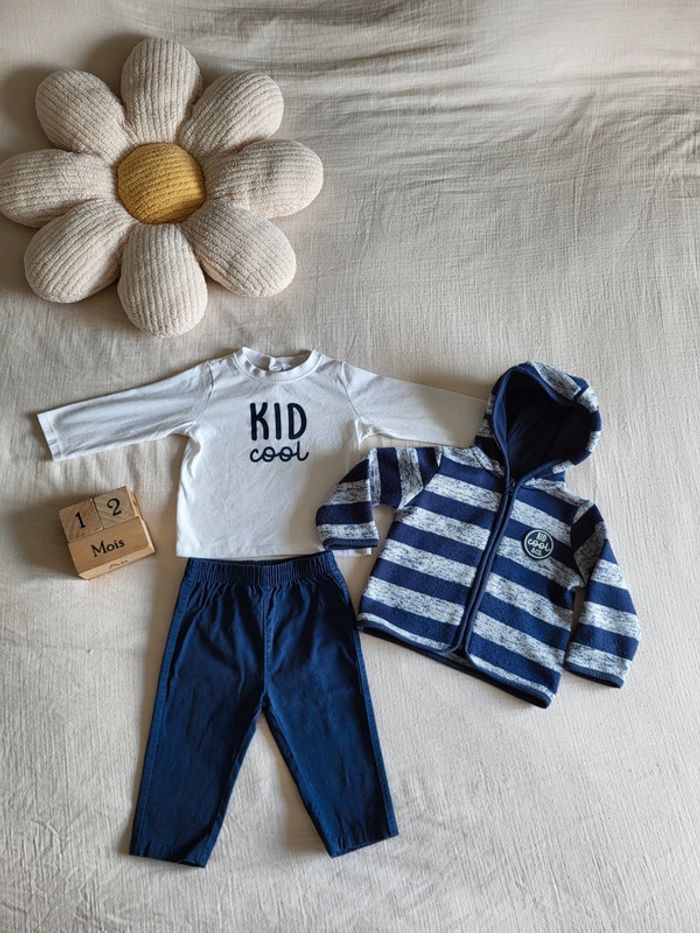 Joli Ensemble t-shirt pantalon et gilet bébé garçon rentrée Septembre automne hiver - photo numéro 2