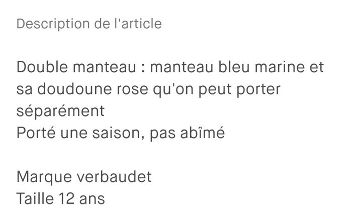 Manteau verbaudet 12 ans - photo numéro 8