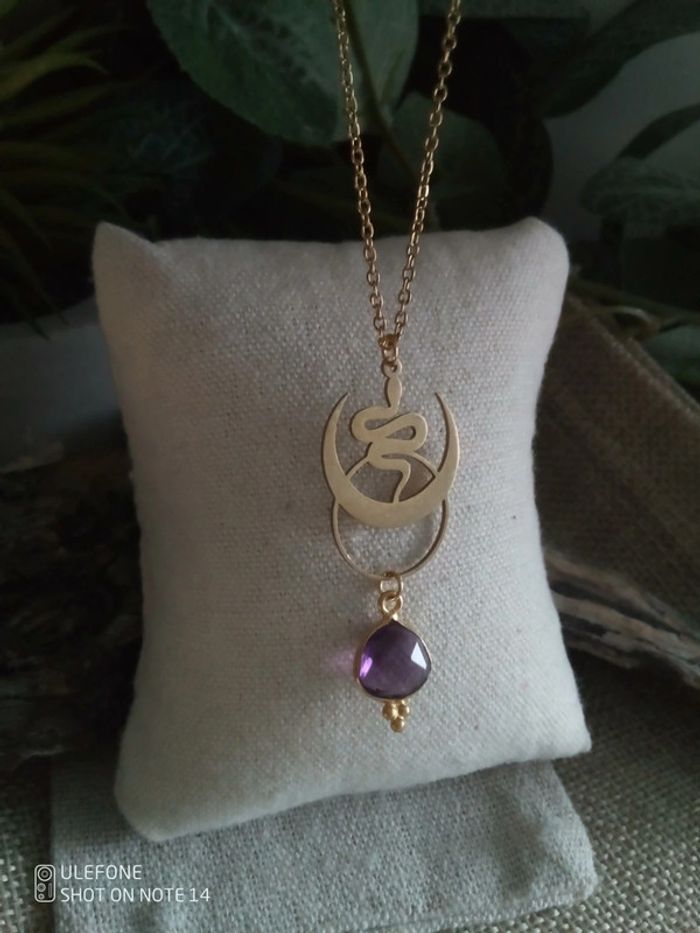 Collier serpent lune et améthyste 💜.