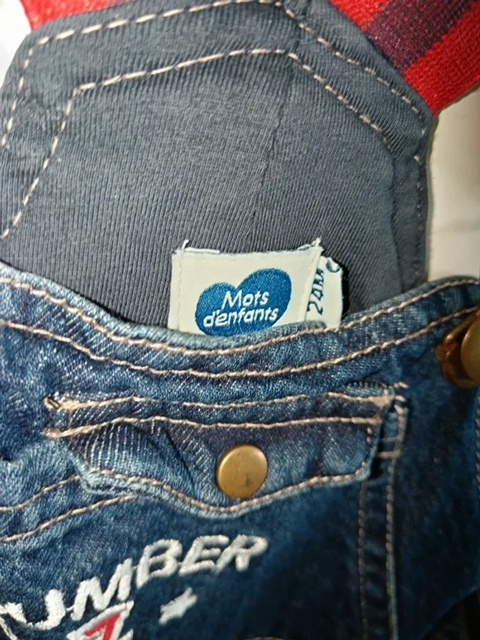 Salopette jeans mots d'enfants 24 mois - photo numéro 3