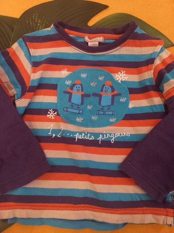 T-shirt coloré mixte pinguins 12 a 24 mois