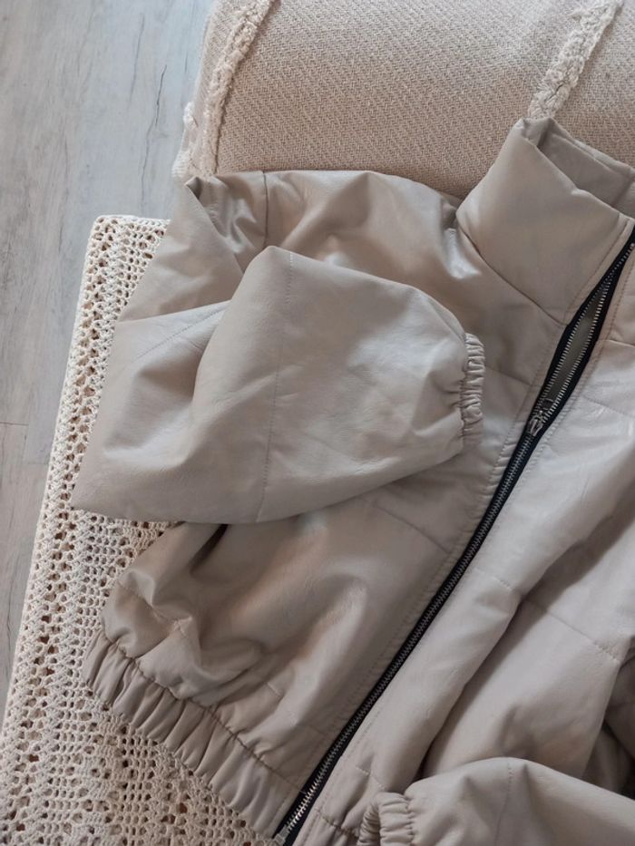 Veste court similicuir beige - photo numéro 2