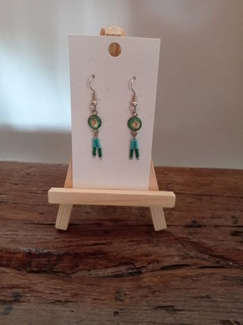 Paire de boucles d'oreilles cabochons vertes