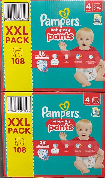 Pampers baby dry pants lot de 2 /216 couches