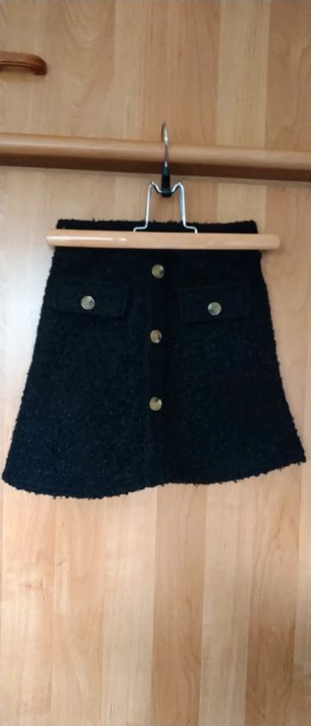 Jupe trapèze aspect peluche noire fille 8 ans made in France