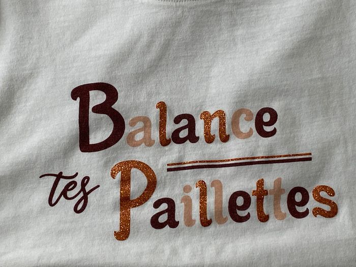 T-shirt blanc lettres pailletées Cache Cache - photo numéro 4