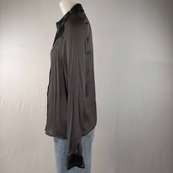 Chemise fluide noire transparente détail dentelle sur épaules – T.38 A1158 - photo numéro 3