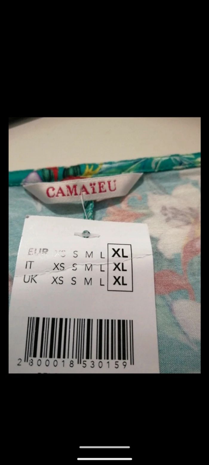 Robe Camaïeu imprimé fleuri épaules dénudées. Taille XL - photo numéro 4
