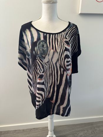 Blouse noire et blanche zèbres M&S Mode T52 6XL