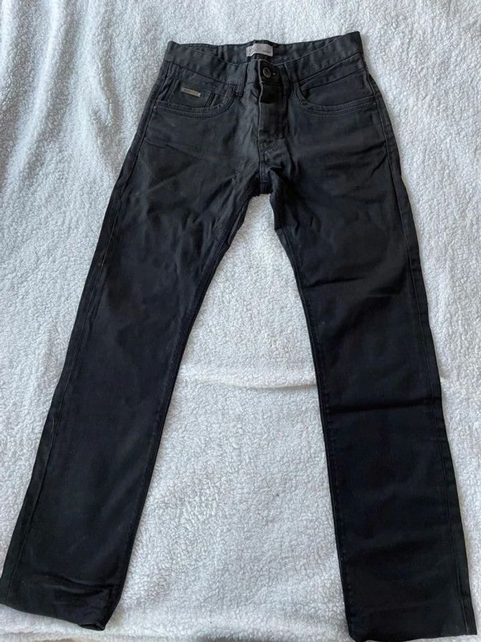 Jean droit straight noir effet cuir mat uni classique avec poches - Celio