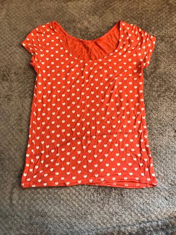 Teeshirt orange imprimé coeur