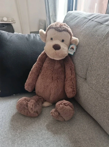 ellycat énorme singe timide bnwt rare !