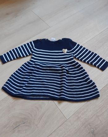 Robe maille Z 3 mois rayée bleu marine et blanc
