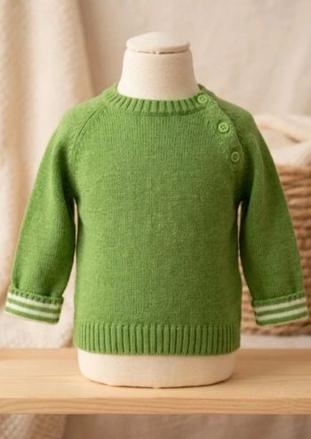 Pull garçon vert et blanc