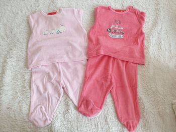 Lot de 2 pyjamas velours 2 pièces roses - T6M - Tissaia
