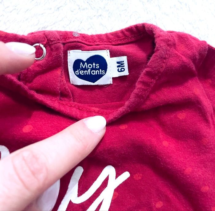 Lot de 2 tee-shirts manches longues « mots d’enfants » 6 mois - photo numéro 3