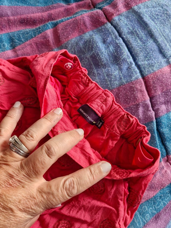 Superbe pantalon taille réglable rose rosaces brillantes - photo numéro 6
