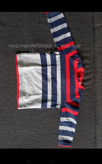 Haut manche longue rayé rouge gris bleu