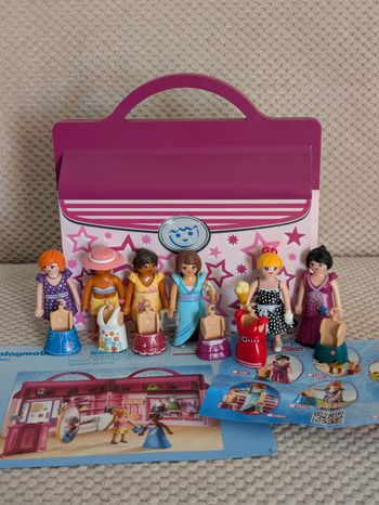Lot Playmobil Fashion girls Magasin transportable et 6 personnages