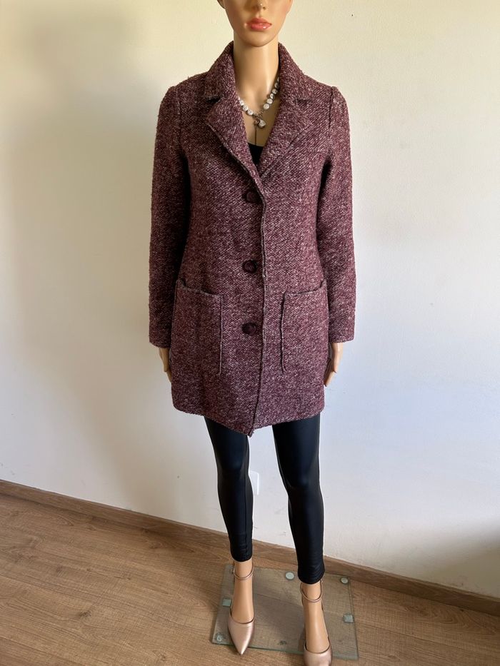 Manteau bordeaux en laine S.Oliver taille 38 bon état (présence de bouloches) - photo numéro 4