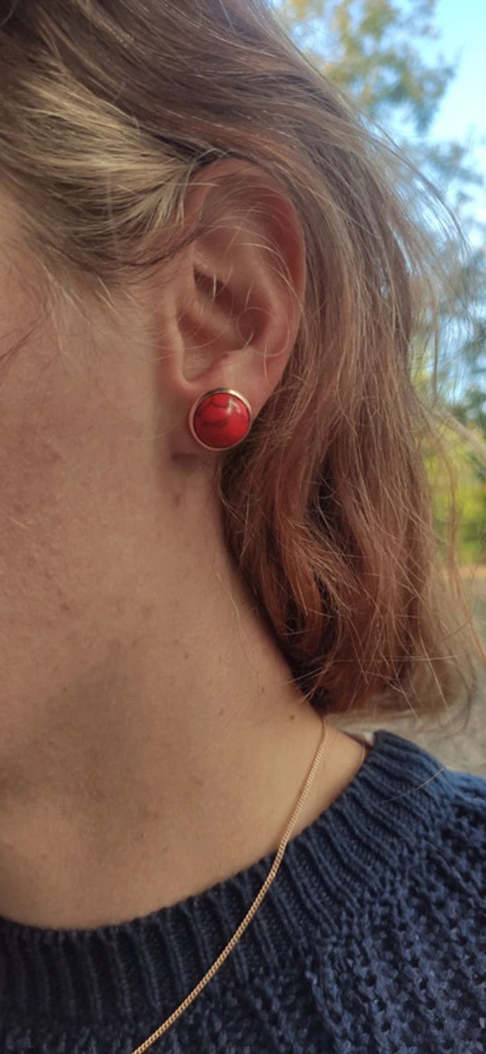 Boucles d'oreilles en Magnésite Rouge Persan - photo numéro 3