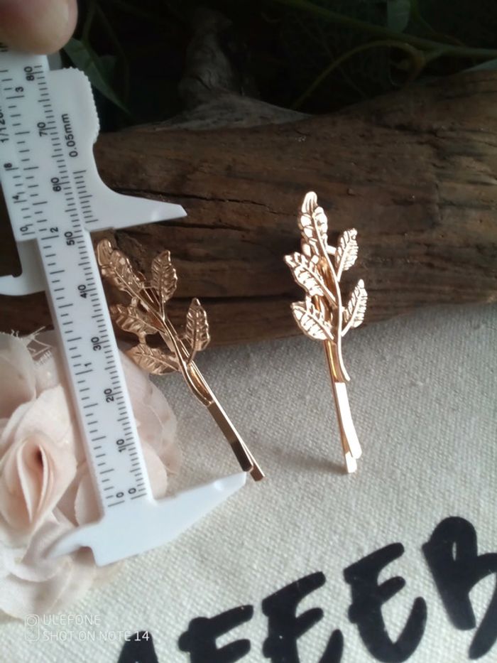 Barrettes bohèmes feuilles dorées - photo numéro 2