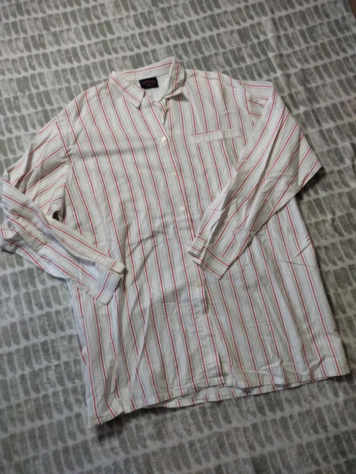 Chemise manches longues rayure rouge gris Peter Austin taille xl - photo numéro 2