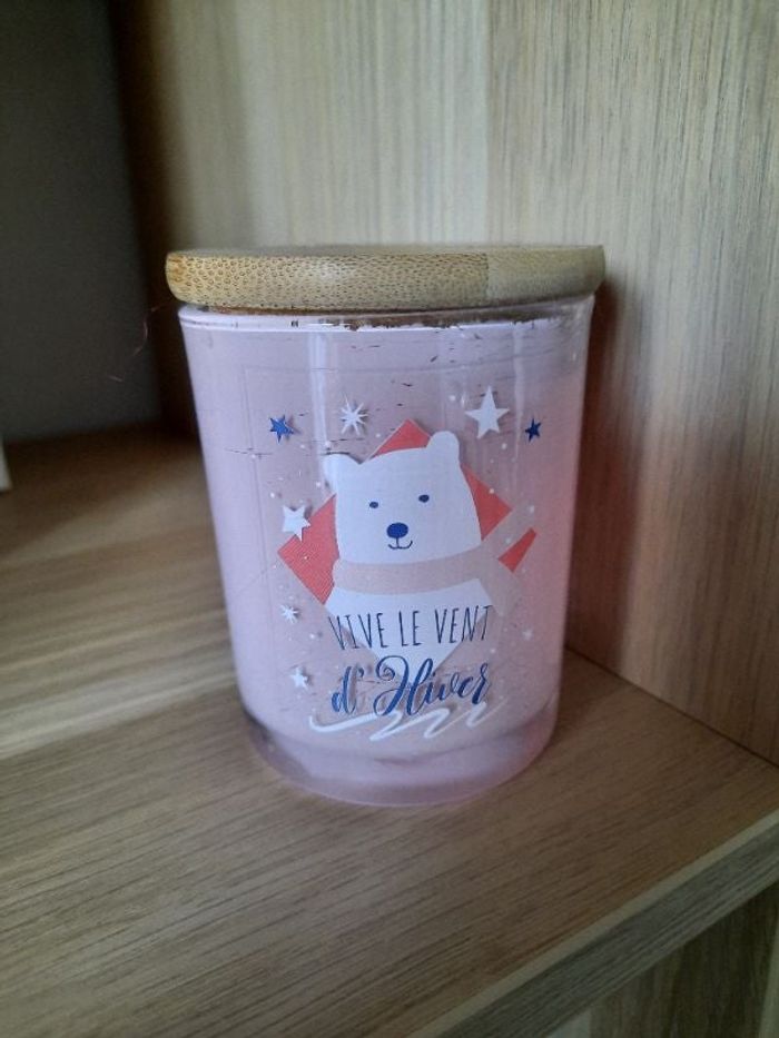 Photophore rose avec couvercle en bois