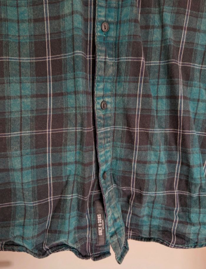 Only & Sons chemise à carreaux verts régulière - Taille M - photo numéro 2