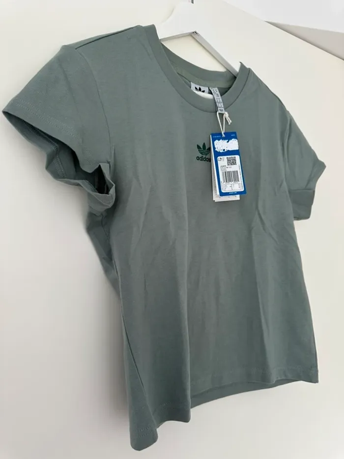 Adidas tshirt slim vert argent taille M neuf avec étiquette - photo numéro 6