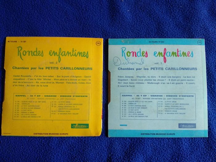 2 anciens disques vinyles 45 tours Rondes enfantines - photo numéro 2